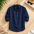 Camisa Masculina Gola Padre em Linho Manga Longa — Elegância e Conforto | FL Imports Moda