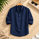 Camisa Masculina Gola Padre em Linho Manga Longa — Elegância e Conforto | FL Imports Moda