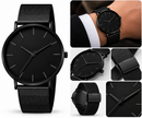 Relógio Masculino Minimalista Premium — Pulseira de Aço Mesh | Preto e Prata