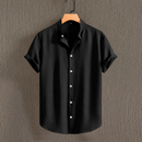 Camisa Masculina de Linho com Botões e Gola Flexível — FL Imports Moda