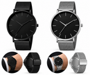Relógio Masculino Minimalista Premium — Pulseira de Aço Mesh | Preto e Prata