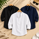 Camisa Masculina Gola Padre em Linho Manga Longa — Elegância e Conforto | FL Imports Moda